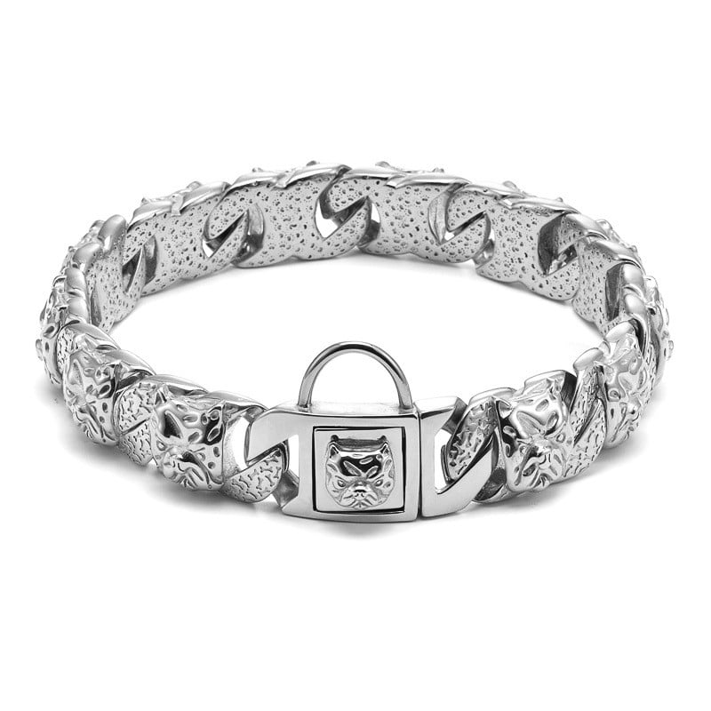 Metal Dog Collar with Dog-Head Detail