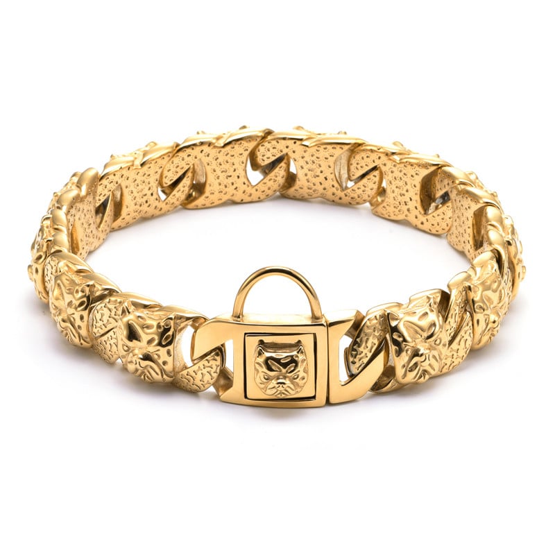 Metal Dog Collar with Dog-Head Detail
